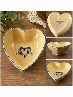 3 Rivers Pottery Heart Bowl Sherry 25th Anniversary Stoneware Dish Coshocton OH